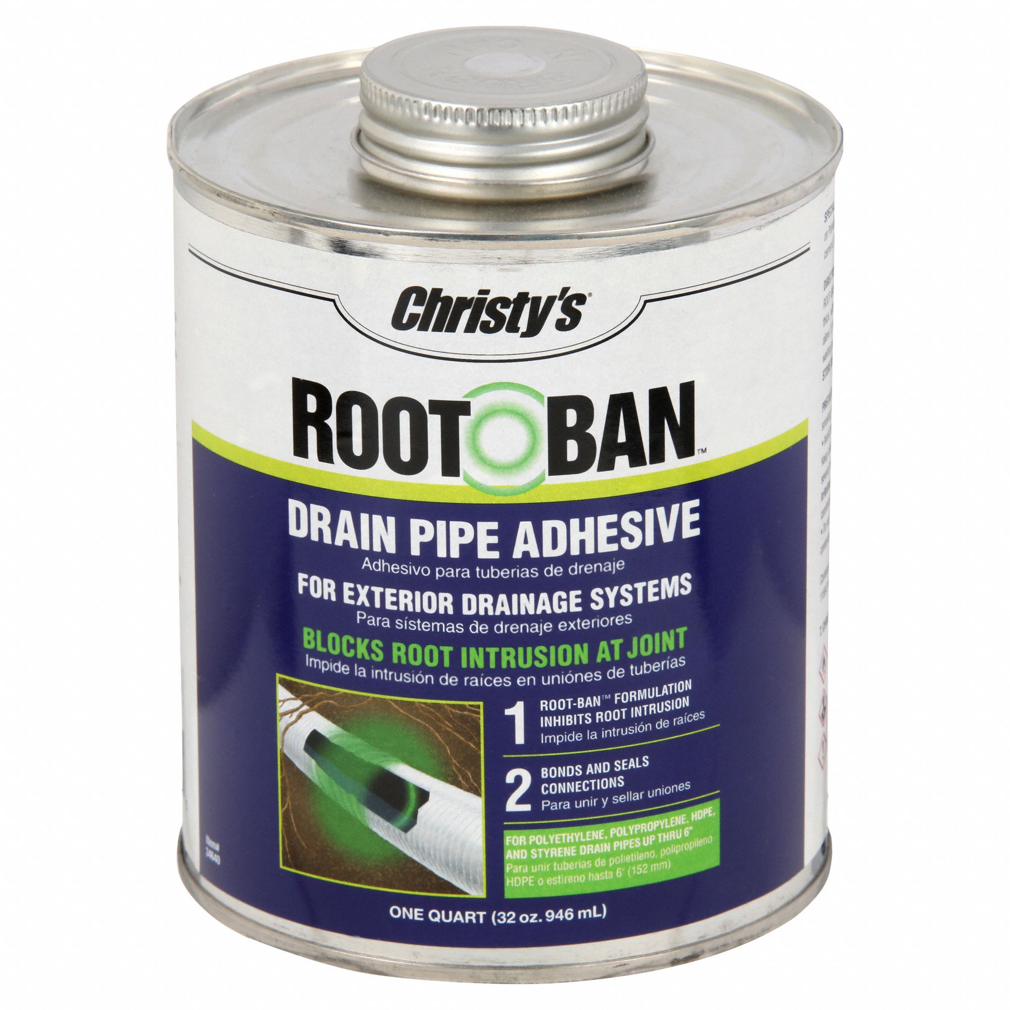 CHRISTY'S, 32 fl oz, BrushTop Can, Drain Pipe Adhesive 45RF9534640