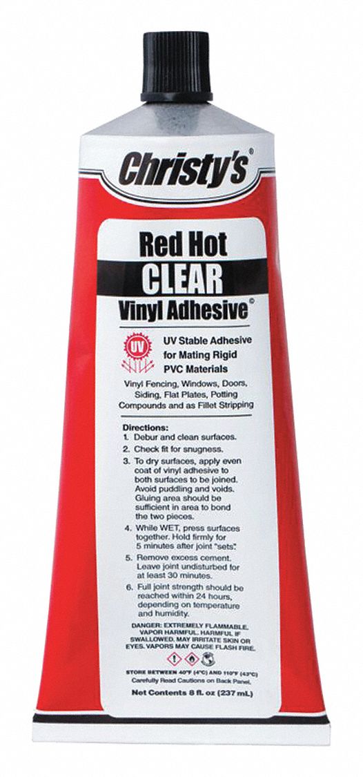CHRISTY'S Clear 8 oz. Vinyl/PVC Adhesive, 1 hr. Curing Time, 1 EA