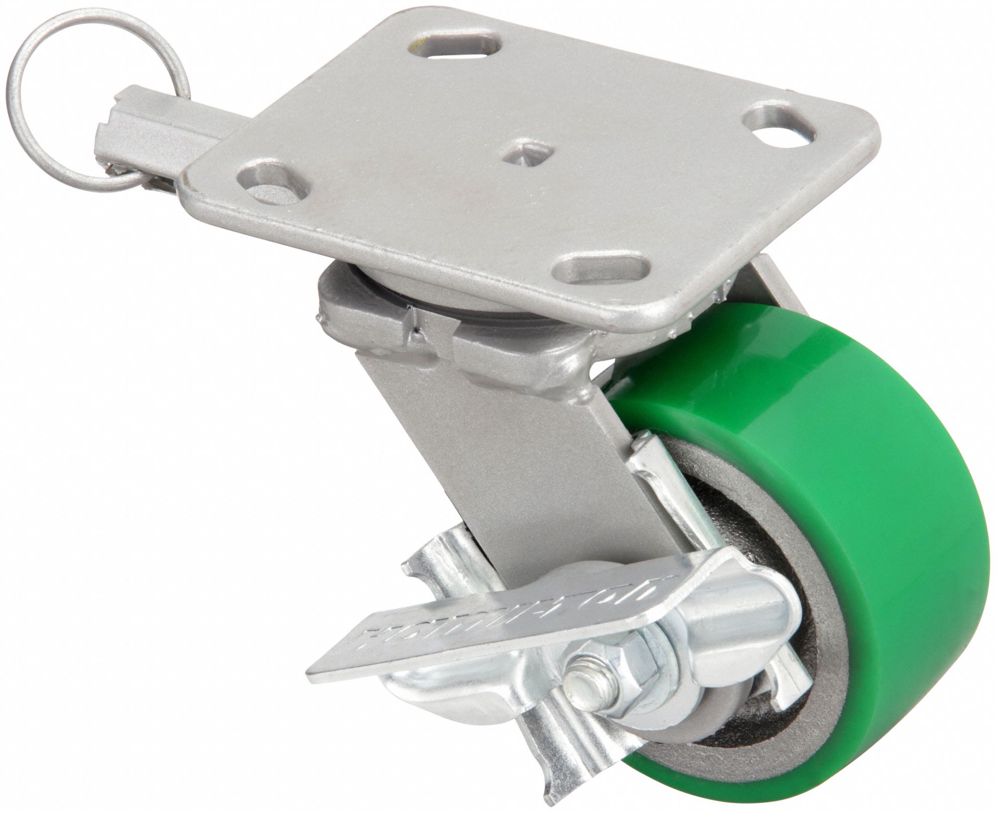 STANDARD PLATE CASTER, 8 IN WHEEL DIA, 1500 LB, 9½ IN MOUNTING H, POLYURETHANE, FIRM