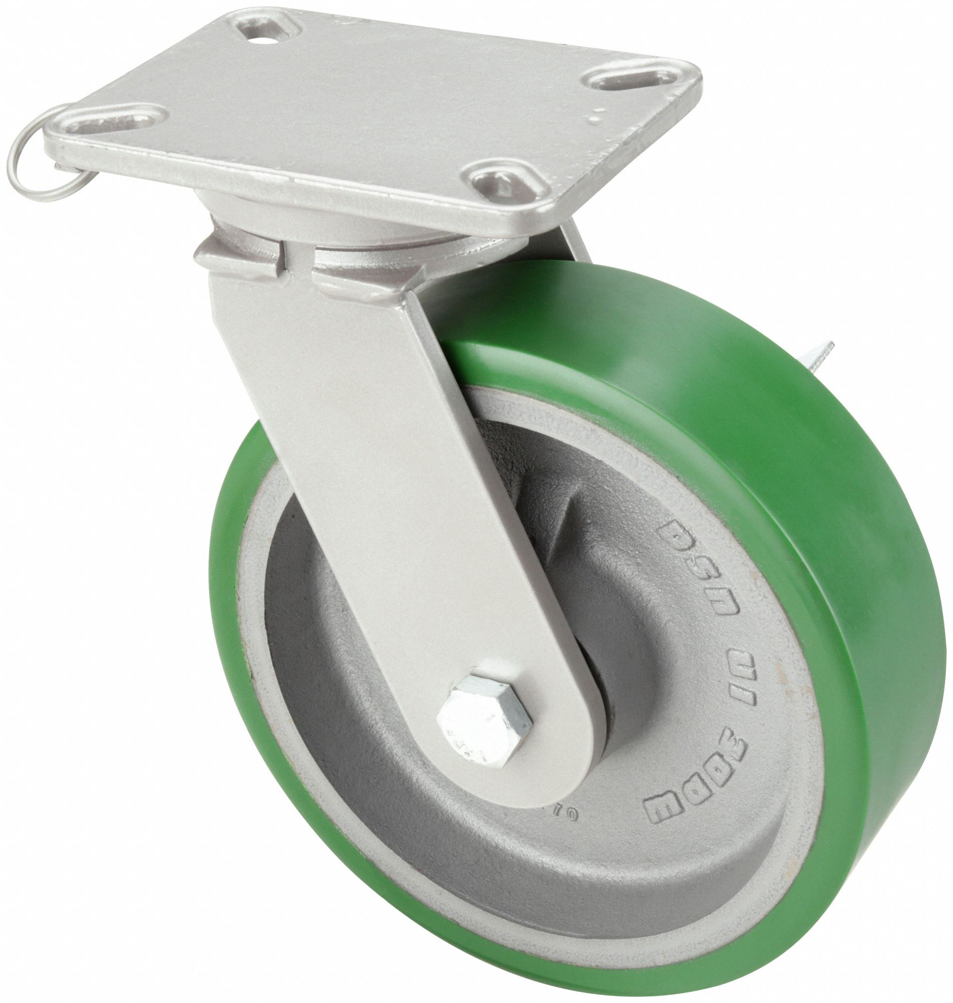 STANDARD PLATE CASTER, 10 IN WHEEL DIA, 3000 LB, 12½ IN MOUNTING H, POLYURETHANE, FIRM