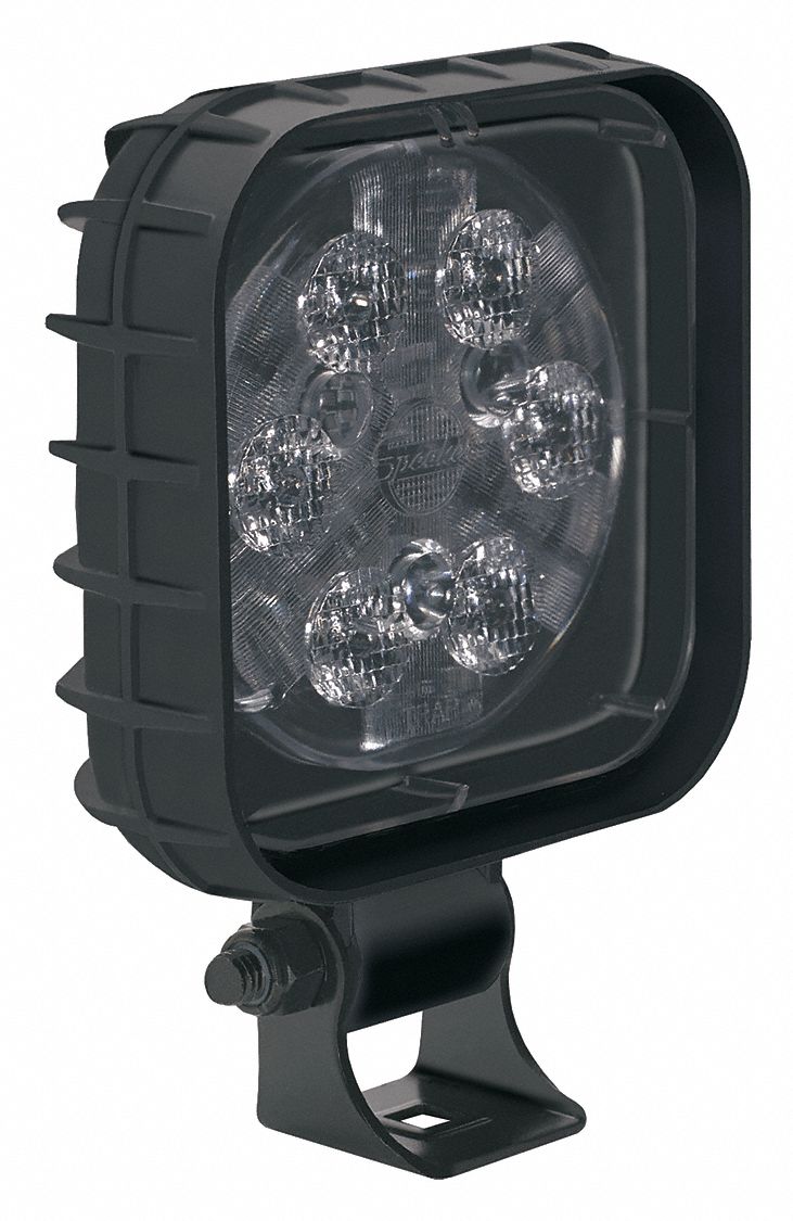 Vehicle Work Light: Square, Flood, LED, Bolt, DT04-2P Connector, Surface Mount, Black