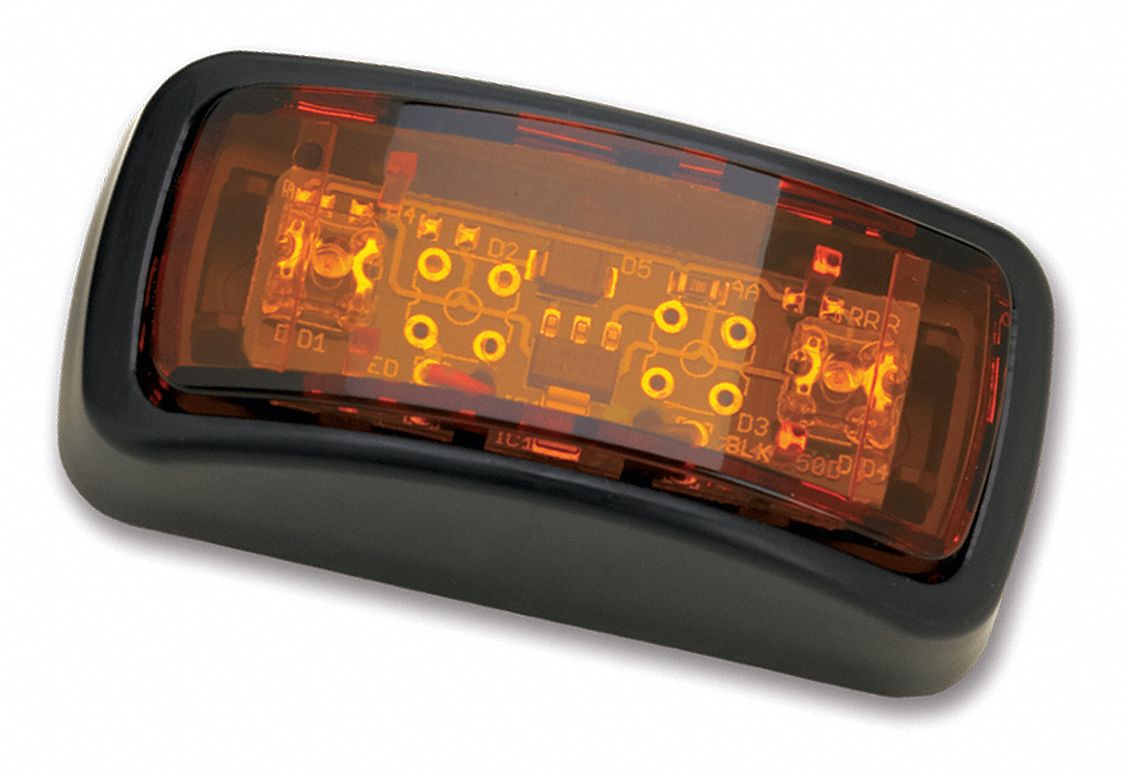 Clearance Marker Lamp: Marker Light, LED, Rectangular, Surface Mount, Amber, Panel