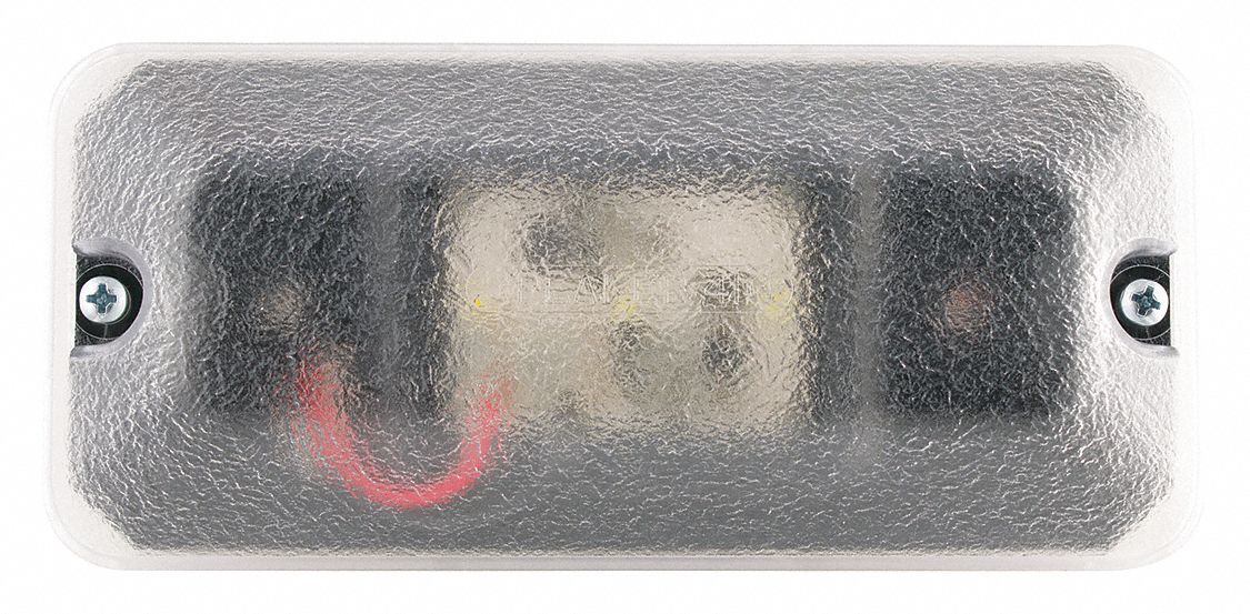 Dome Light: Rectangular, 12-24V DC, LED, Clear, Black, 3 in Overall Ht, 1 in Overall Wd