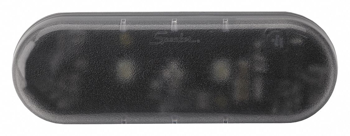 Dome Light: Rectangular, 12-48V DC, LED, Clear, Black, 2 1/4 in Overall Ht, Wire Leads