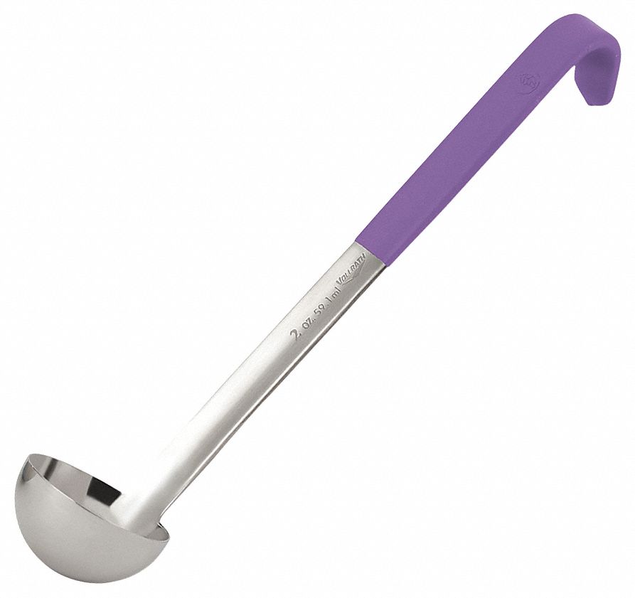 Jacob's Pride Ladle: 2 oz Capacity, Stainless Steel, Purple, NSF Certified, Unfinished