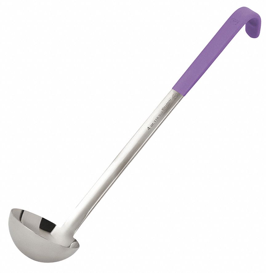 Jacob's Pride Ladle: 4 oz Capacity, Stainless Steel, Purple, NSF Certified, Unfinished