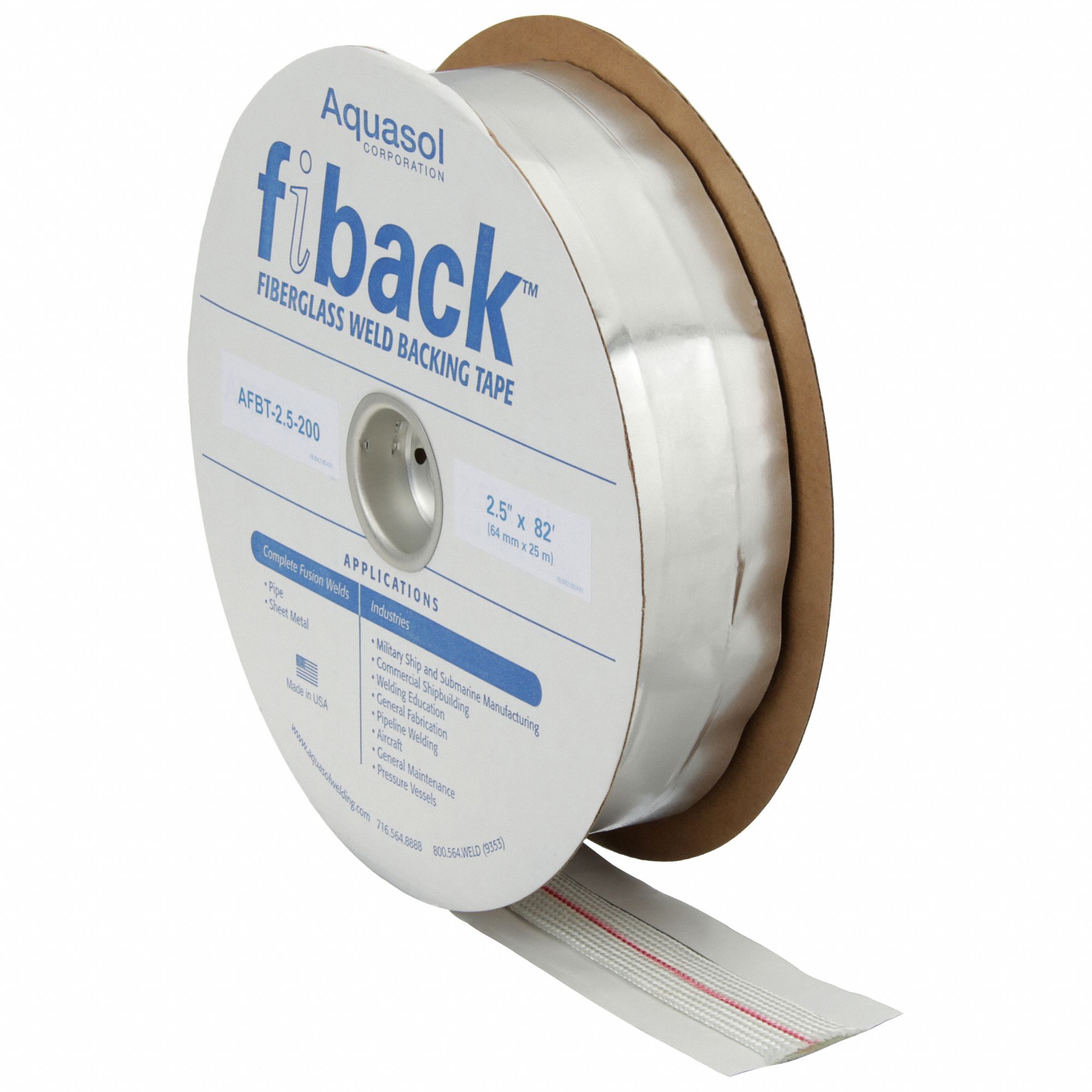 AQUASOL, 2 1/2 in Wd, 82 ft Lg, Fiberglass Backing Tape 45RL19AFBT2