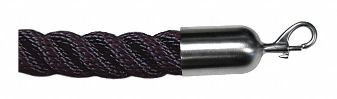 Barrier Rope, Nylon, Blk, 10 ft. L