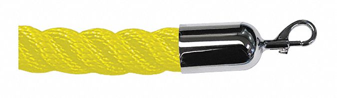 Barrier Rope, 10 ft.L, Plshd Chrm Snap End