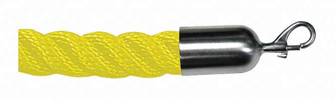 Barrier Rope, 10 ft.L, Satin Chrm Snap End