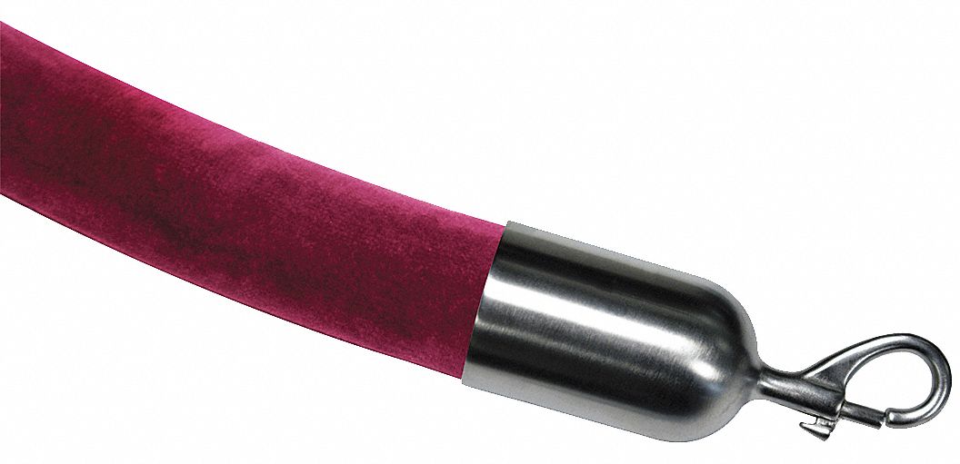 Barrier Rope, Velour, Maroon, 3 ft. L
