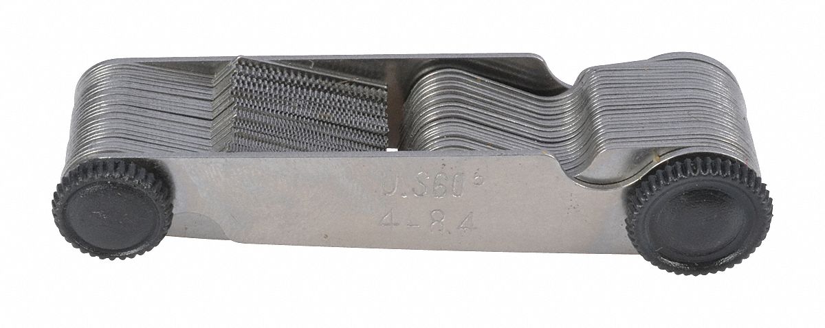Thread Pitch Gauge: U.S. Thread Counts, 4 to 84 TPI, 51 Leaves