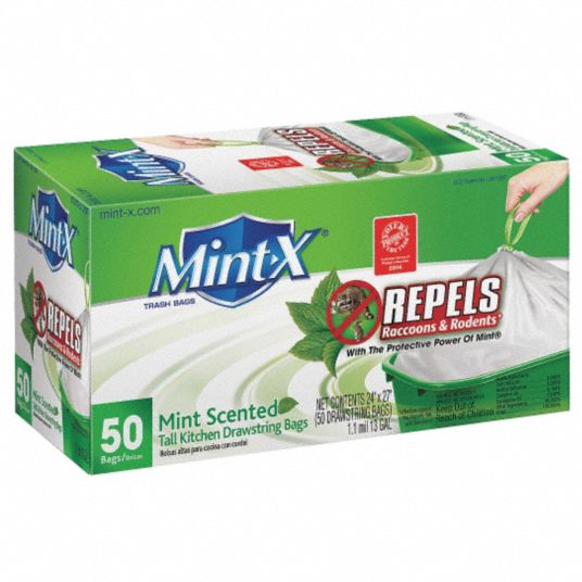 Mint-X Rodent Repellent Trash Bag 13 gal., White