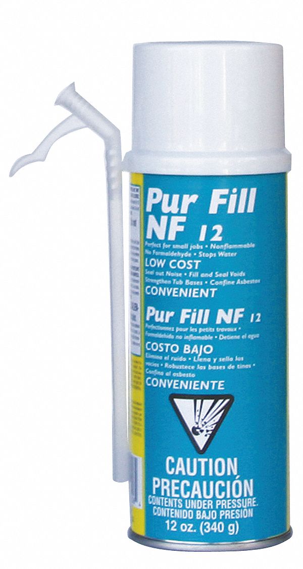 Insulating Spray Foam Sealant: 2 Components, 12 oz Size, Aerosol Can and Foam Dispenser