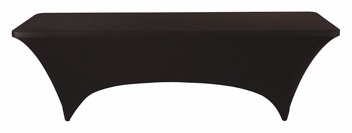 Table Cover: Rectangle, Black, 30 in Overall Lg, 96 in Overall Wd, Polyester/Spandex