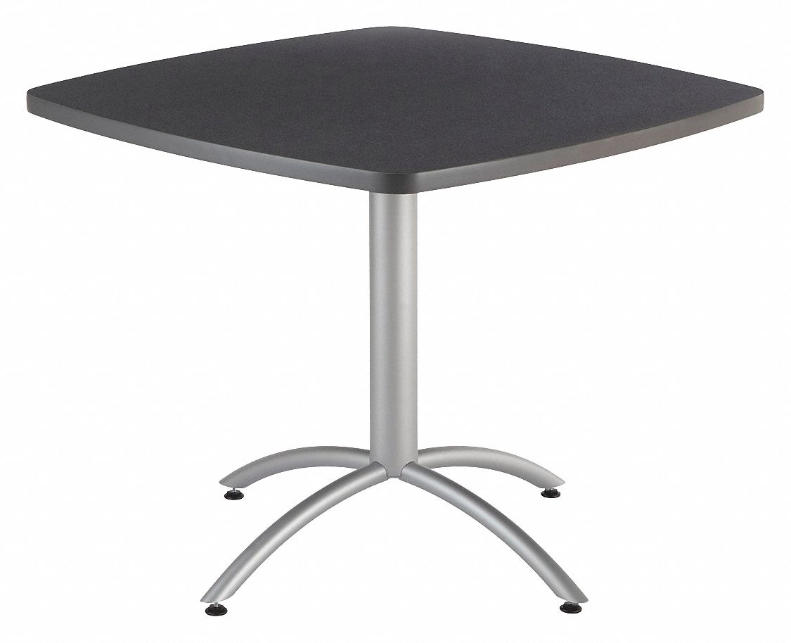 Cafe/Breakroom Table: Melamine, Graphite Granite, 30 in Overall Ht - Max, 42 in Overall Wd
