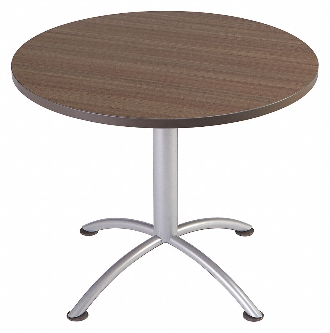 Cafe Table: 36 in Dia, 30 in, Natural Teak, Laminated Melamine