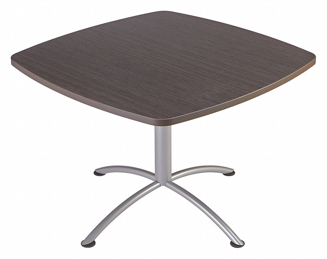 Cafe Table: 42 in Wd, 42 in Dp, 30 in, Gray Walnut, Laminated Melamine