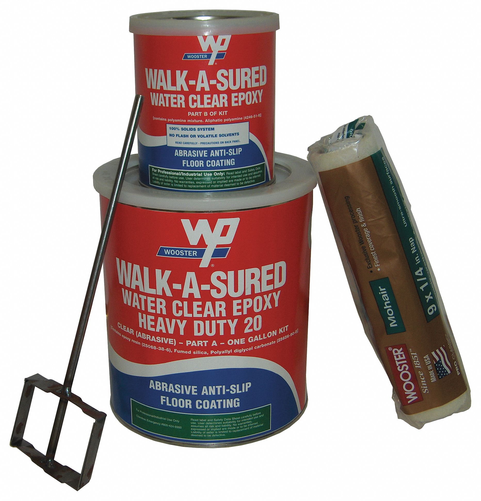 Anti-Slip Floor Coating: Epoxy, Walk-A-Sured, Clear, 1 gal Container Size, Kit, Roller