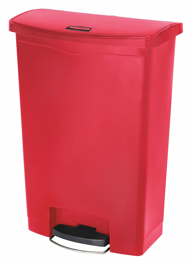 TRASH CAN,RECTANGULAR,24 GAL.,RED