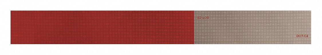 Reflective Tape: Construction/Emergency Vehicles/Trucks and Trailers, Red/White, 2 in Wd, 18 in Lg