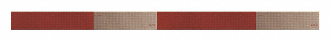 Reflective Tape: Construction/Emergency Vehicles/Trucks and Trailers, Red/White, 2 in Wd, 36 in Lg