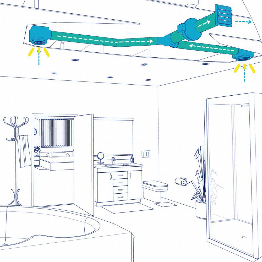 FANTECH Inline Bathroom Fan Inline Bathroom Fan, Steel, Fits 4 in/6 in