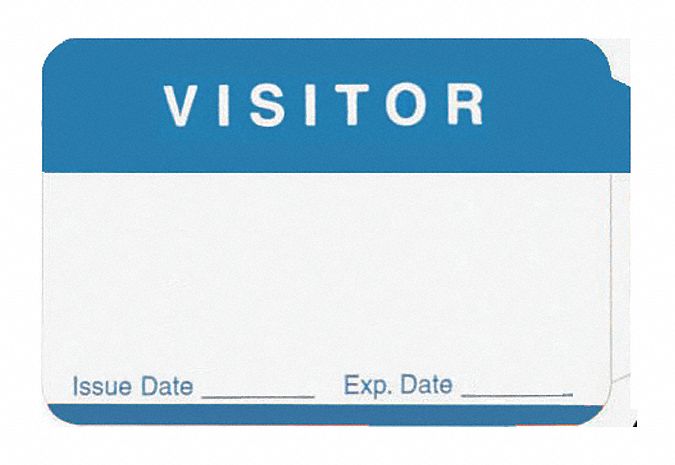 Blue Visitor Badge,2-3/8 in. L,PK100