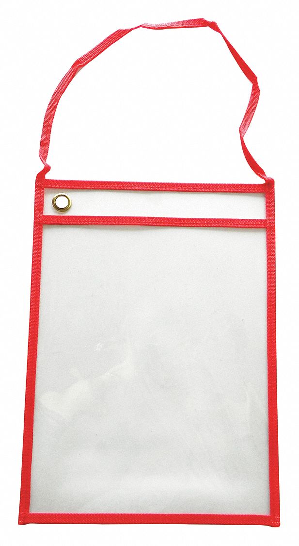 Shop Ticket Holder: PVC, Hanging, 14 1/8 in Ht, 10 in Wd, Red, 25 PK