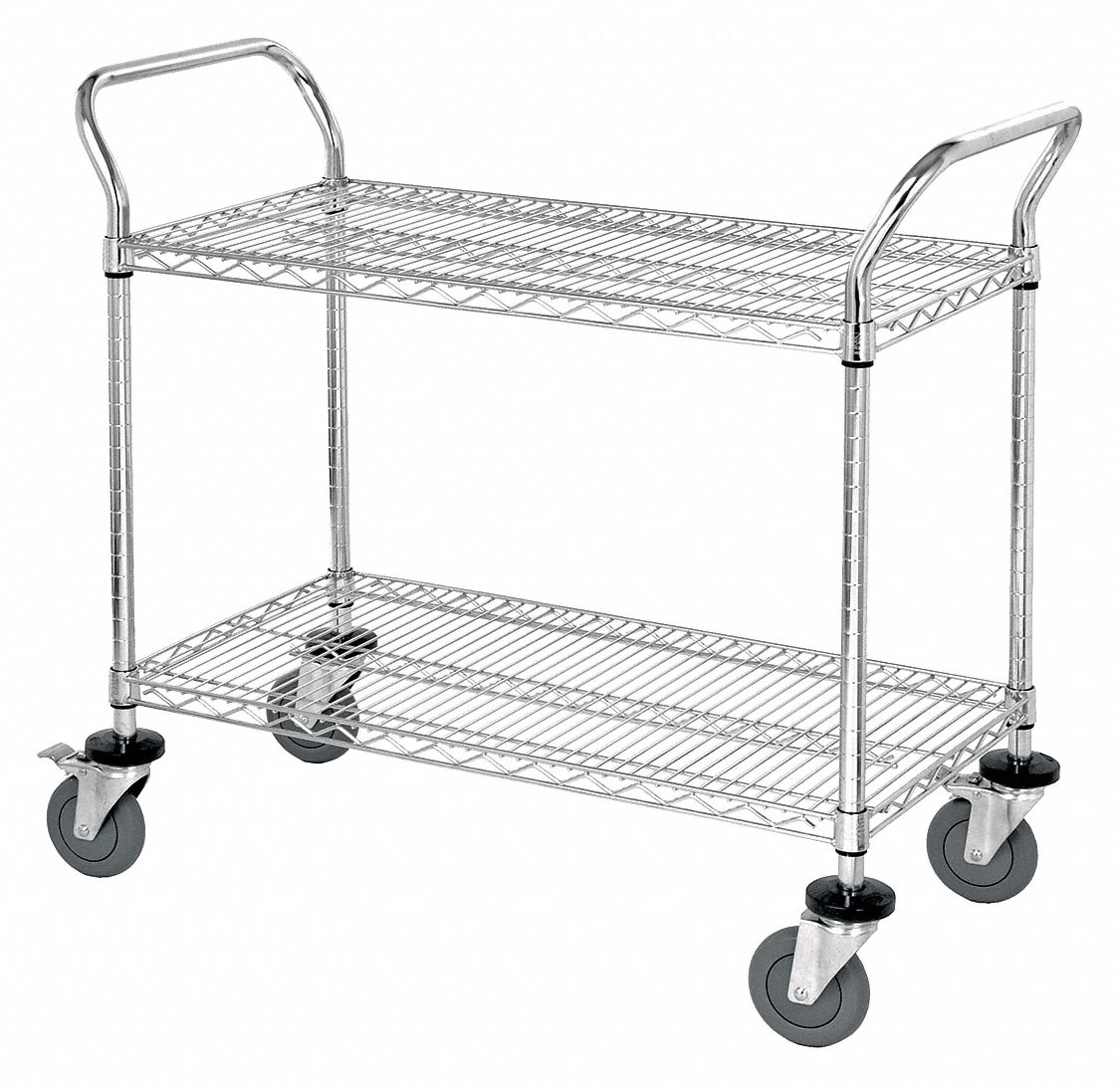 Wire Shelving Transport Cart with Bins