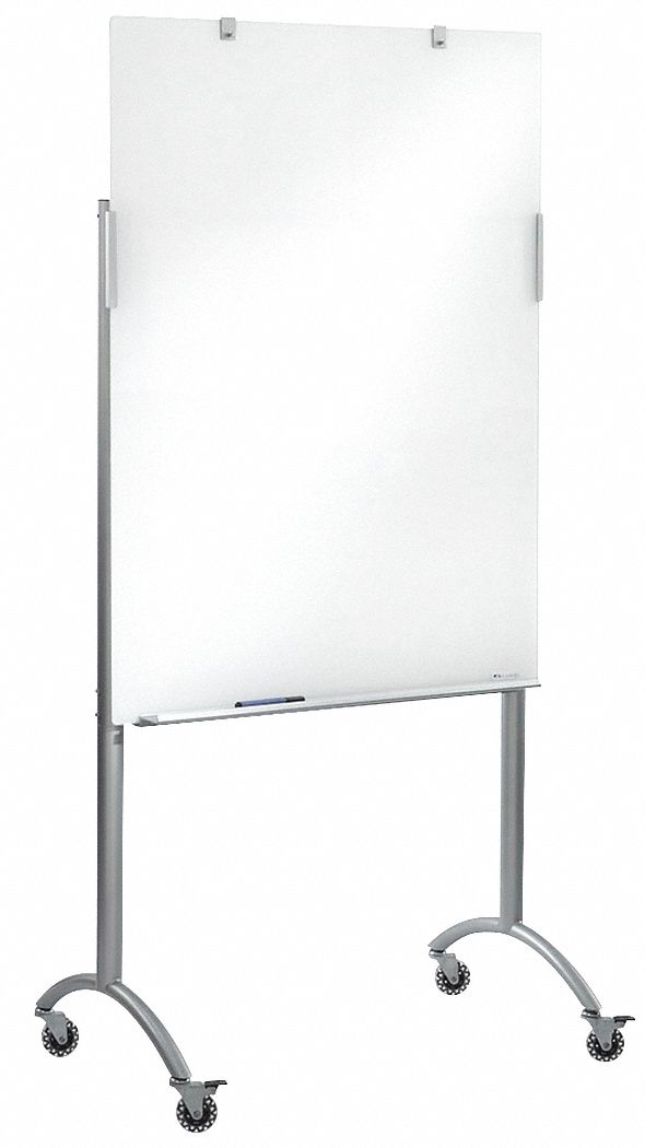 Dry Erase Board: 75 in Overall Ht, 36 in Overall Wd, Glass, Not Adj, White, Not Reversible