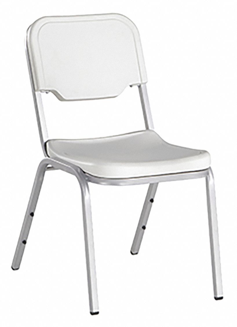 Stacking Chair: Plastic Seat, Steel Frame, Seat Color Platinum, Frame Color Silver, Armless