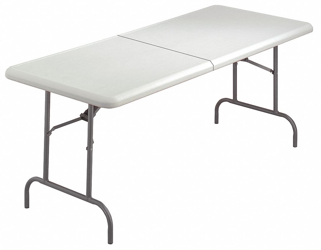 Folding Table: Rectangle Table Shape, Platinum Tabletop, 30 in Dp, 72 in Wd, 29 in, Bullnose