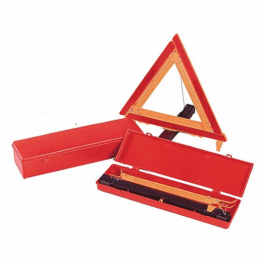 Triangle Safety Kit: 1 Triangles, 1 Pieces, 12 in Overall Ht, 6 in Overall Wd, Hard Case
