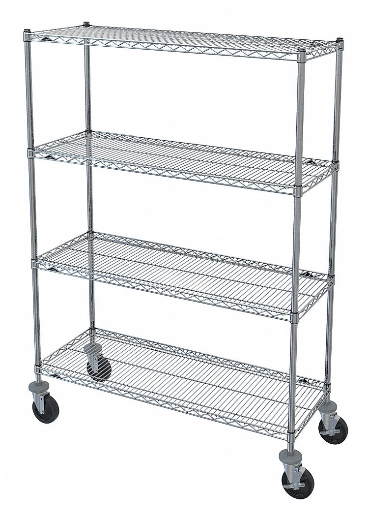 METRO Mobile Wire Shelving Unit, 48 inW x 18 inD x 67 7/8 inH, 4