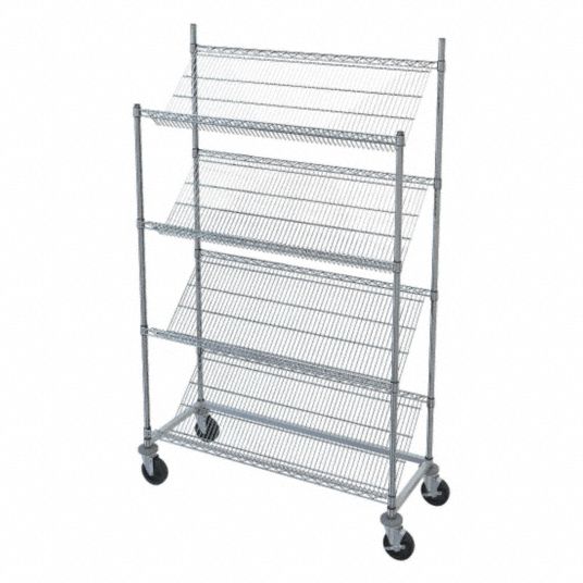 METRO Static-Control Utility Cart with Angled Lipped Wire Shelves: 900 lb  Load Capacity, (4) Swivel