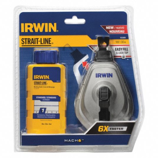 IRWIN STRAITLINE, 31, 100 ft Line Lg, Chalk Line Reel Kit 45TY59