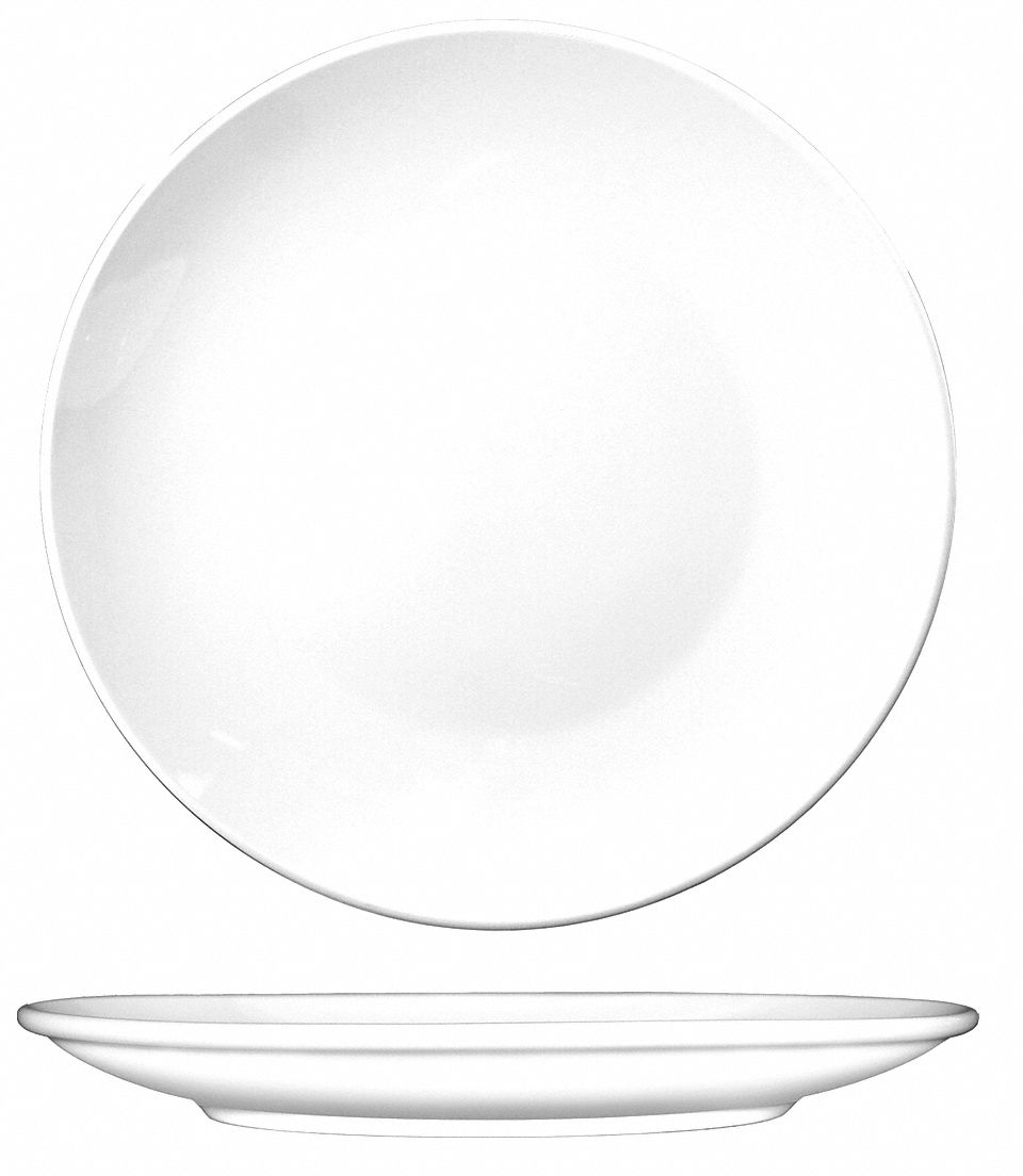 Coupe Plate: Torino, European White, Porcelain, 12 in Dia