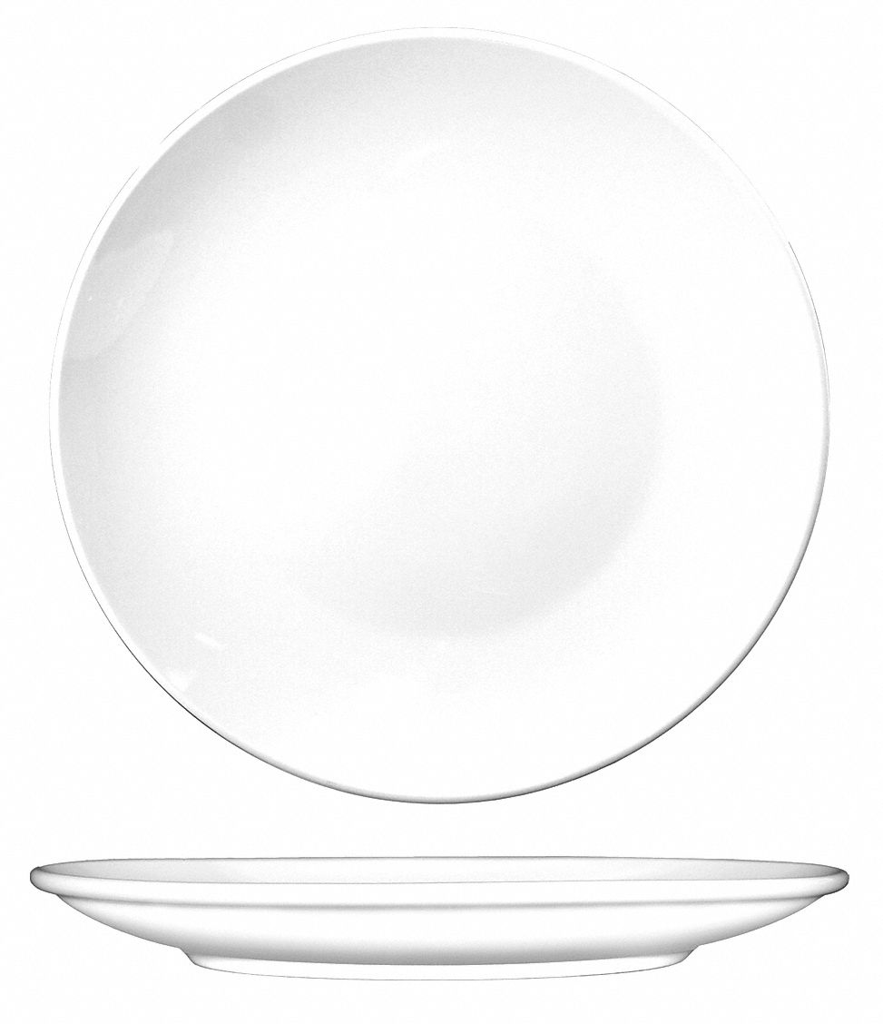 Coupe Plate: Torino, European White, Porcelain, 9 in Dia