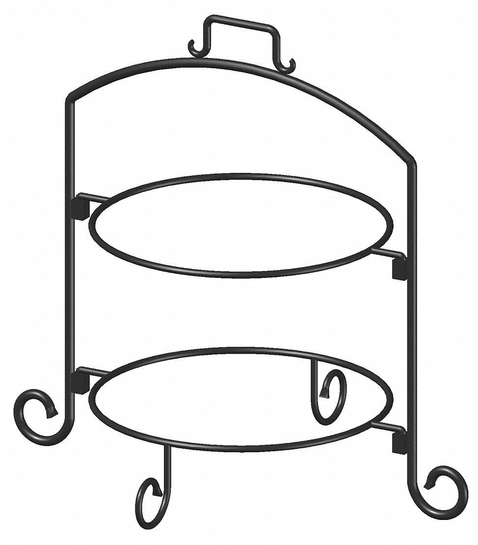 Plate Stand: Black, Iron, 16 1/2 in Overall Wd, 20 in Overall Lg, 19 1/2 in Overall Ht