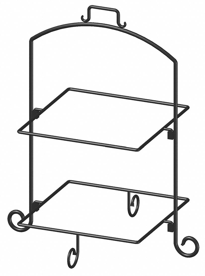 45U779 - Square Plate Stand Blk Iron 2 Tier 13In