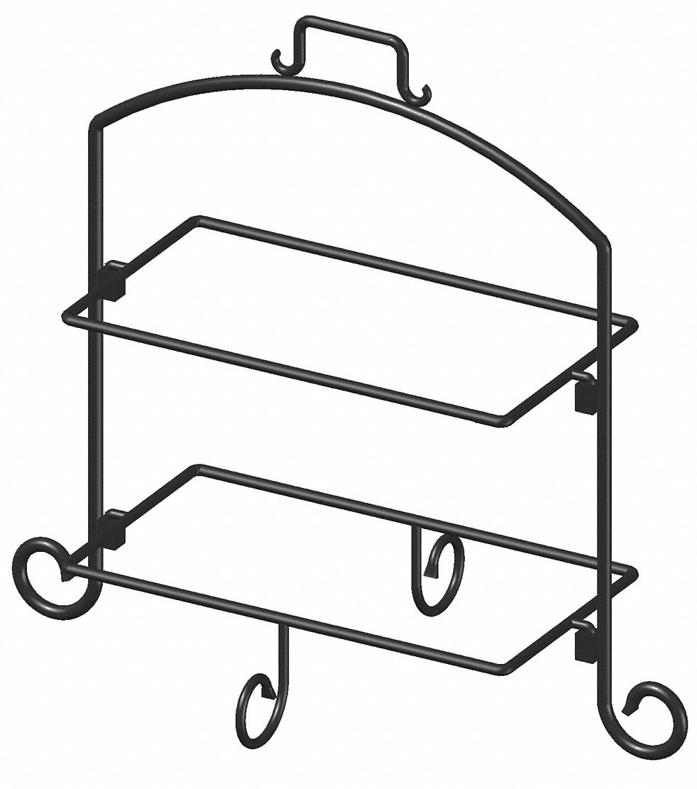 45U781 - Rect Plate Stand Blk Iron 2 Tier 11x20In