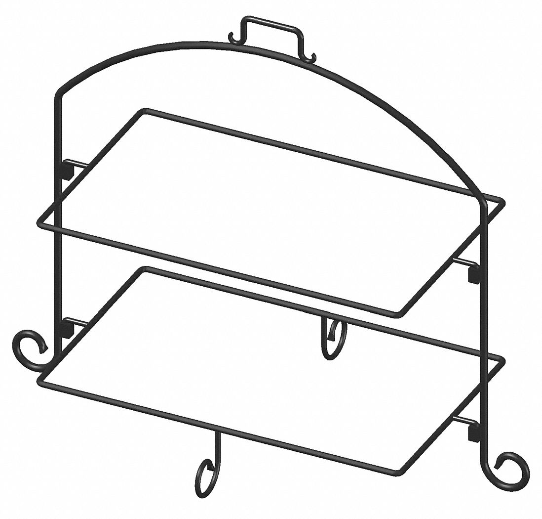 45U782 - Rect Plate Stand Blk Iron 2 Tier 13x21In