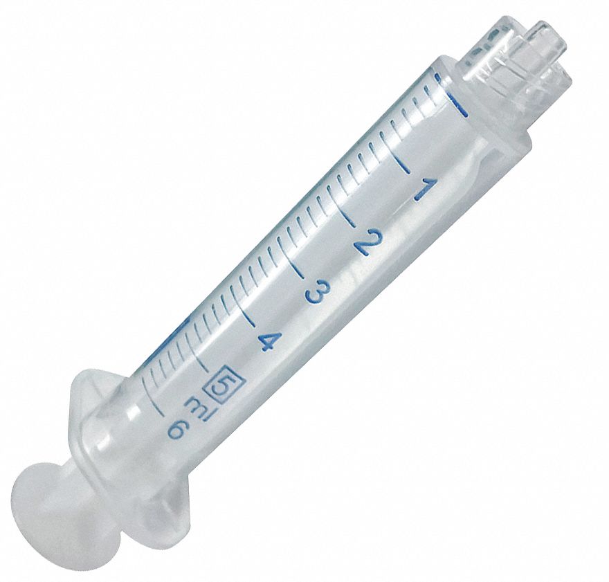Syringe: 5 mL Capacity, Polypropylene, 100 PK