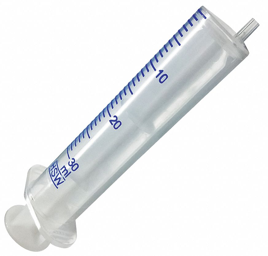 Syringe: 30 mL Capacity, Polypropylene, 50 PK