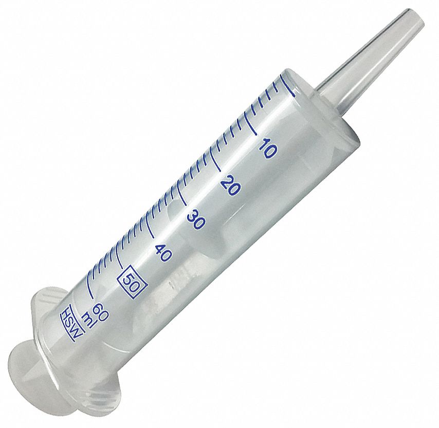Syringe: 50 mL Capacity, Polypropylene, 30 PK