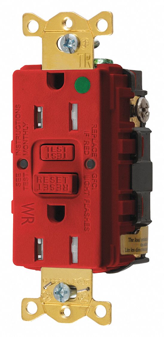 RECEPTACLE,RED,15 A,GFCI,2P3W,BACK