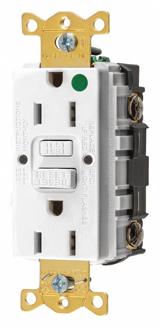 GFCI RECEPTACLE,15 A,WHITE,125V AC