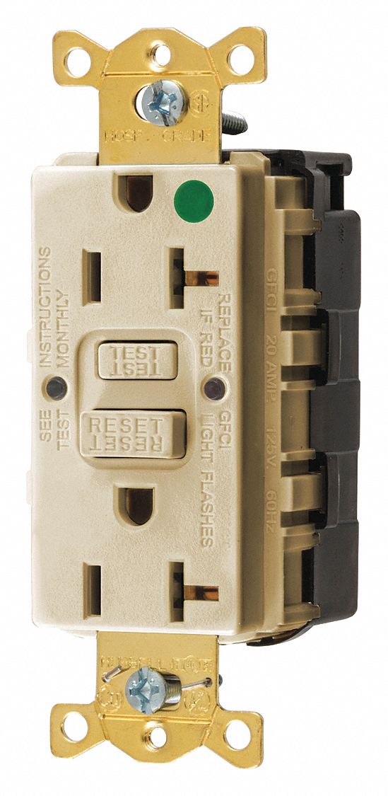GFCI RECEPTACLE,20 A,IVORY,125V AC