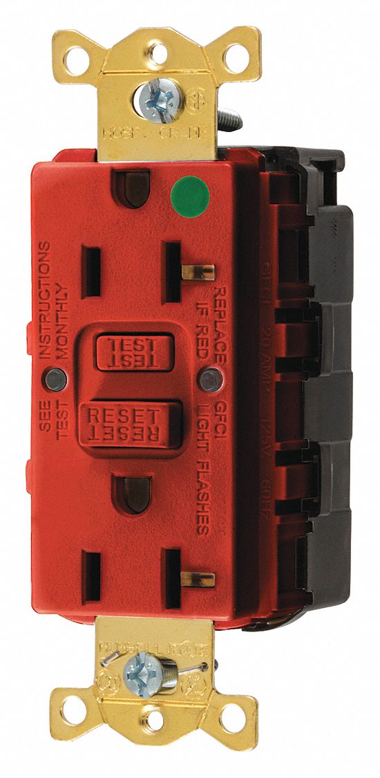 GFCI RECEPTACLE,20 A,RED,125V AC